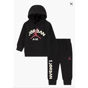 Nike Jordan 6 month baby Jumpman Hoodie & Sweatpants Set black red